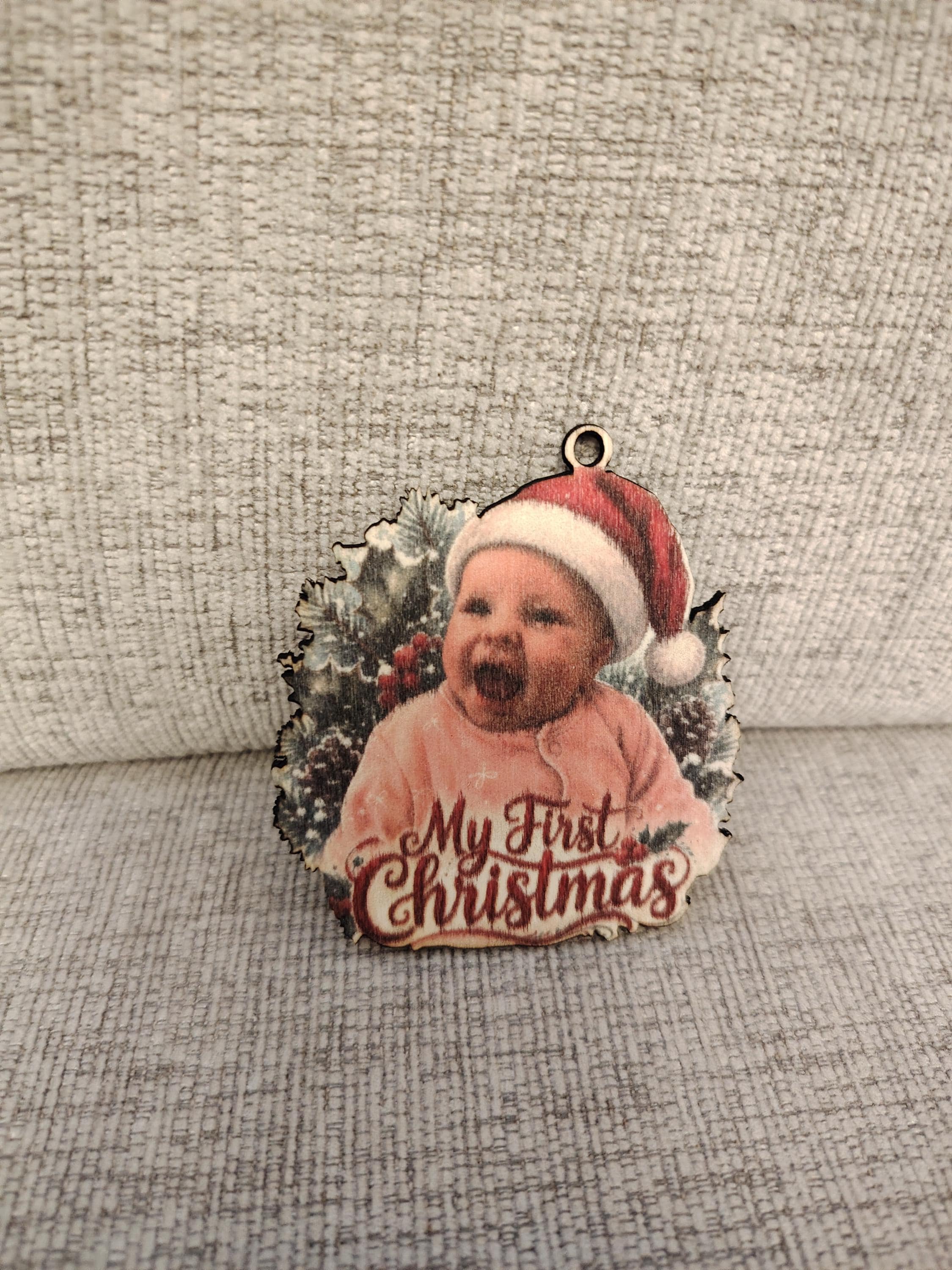 Personalized Christmas tree decoration.